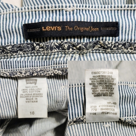 Levi's Striped Distressed Ankle Jeans Blue White Size 10 - Picture 9 of 12